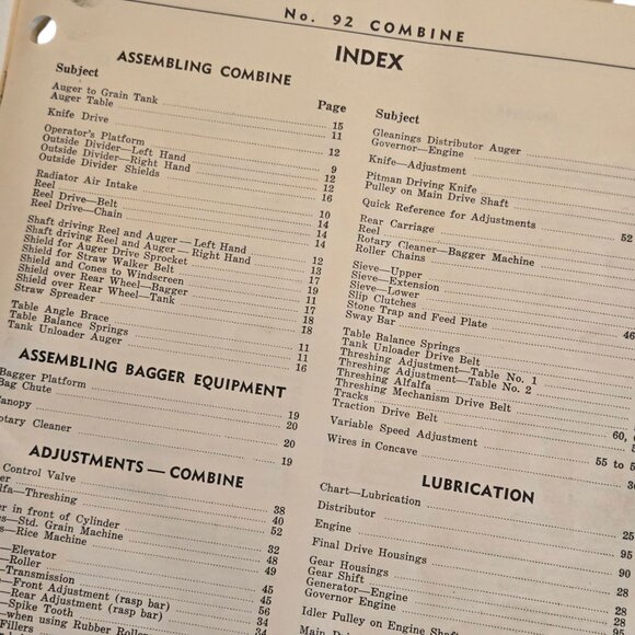 Vintage Massey Harris No 92 Combine Owners Manual 1963 Agricultural Repair Guide - Picture 3 of 16